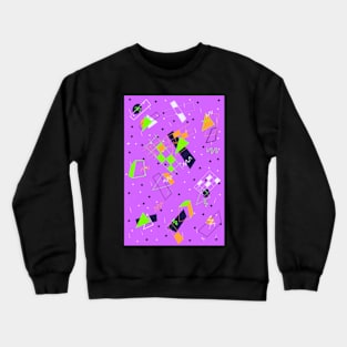 80s Retro Geometric Shapes Neon Green and Purple Crewneck Sweatshirt